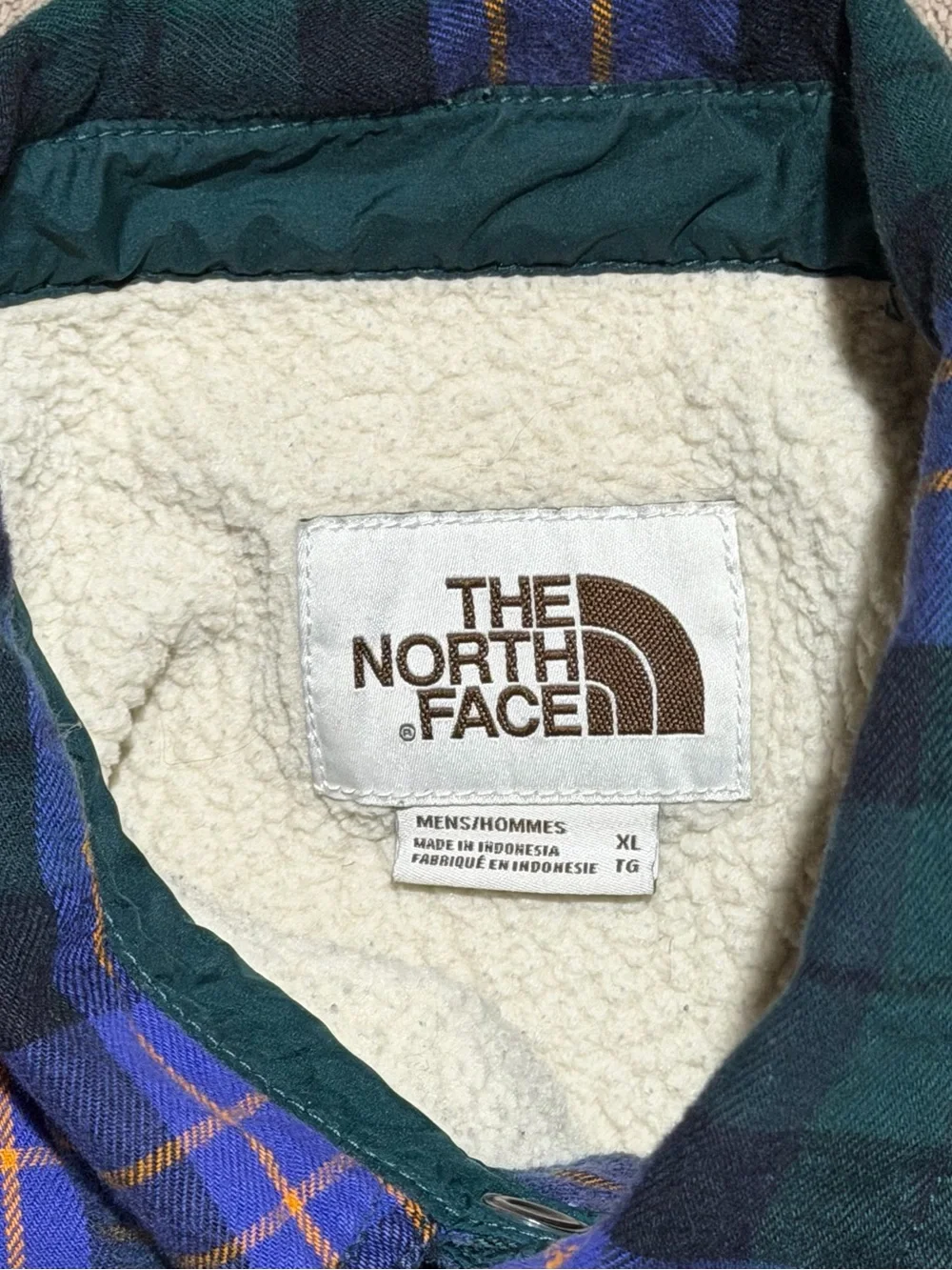The North Face Men’s XL Green Plaid Sherpa Lined Flannel Shirt Jacket Shacket